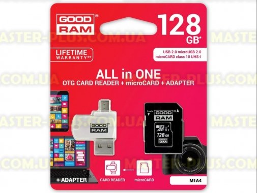 

Карта памяти GOODRAM 128GB microSDXC class 10 USH-I (M1A4-1280R11)