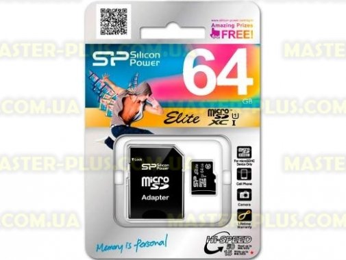 

Карта памяти Silicon Power 64GB microSDXC Class 10 UHS-ISDR (SP064GBSTXBU1V10SP)