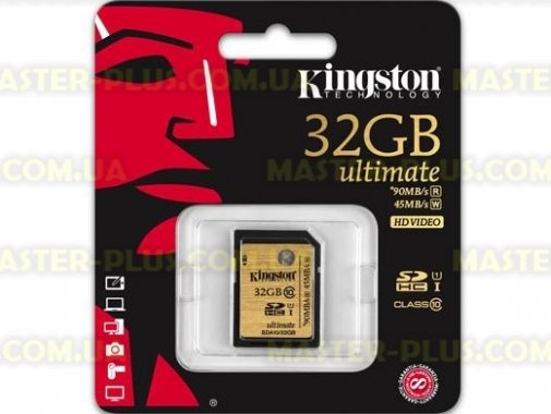 

Карта памяти Kingston 32Gb Ultimate SDHC class 10 UHS-I (SDA10/32GB)