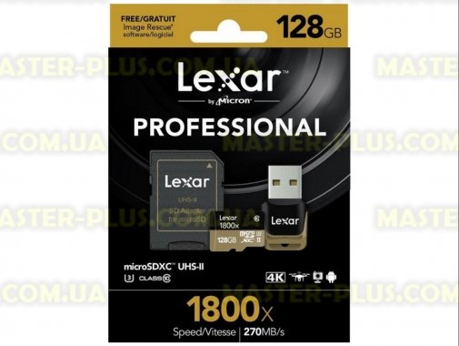 

Карта памяти Lexar 128GB microSDXC class 10 UHS-II U3 (LSDMI128CRBEU1800R)