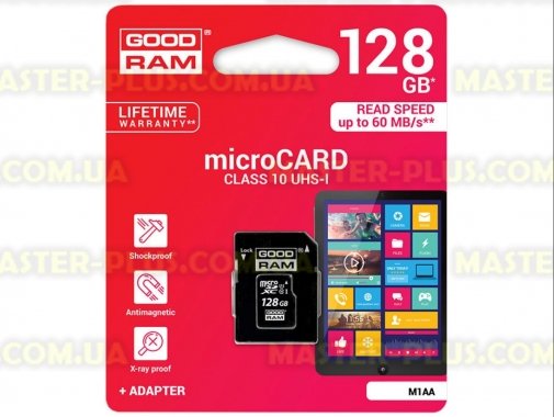 

Карта памяти GOODRAM 128GB microSD class10 USH-I (M1AA-1280R11)